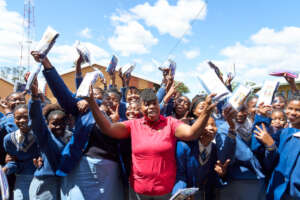 Themi and the girls after receiving their Kits