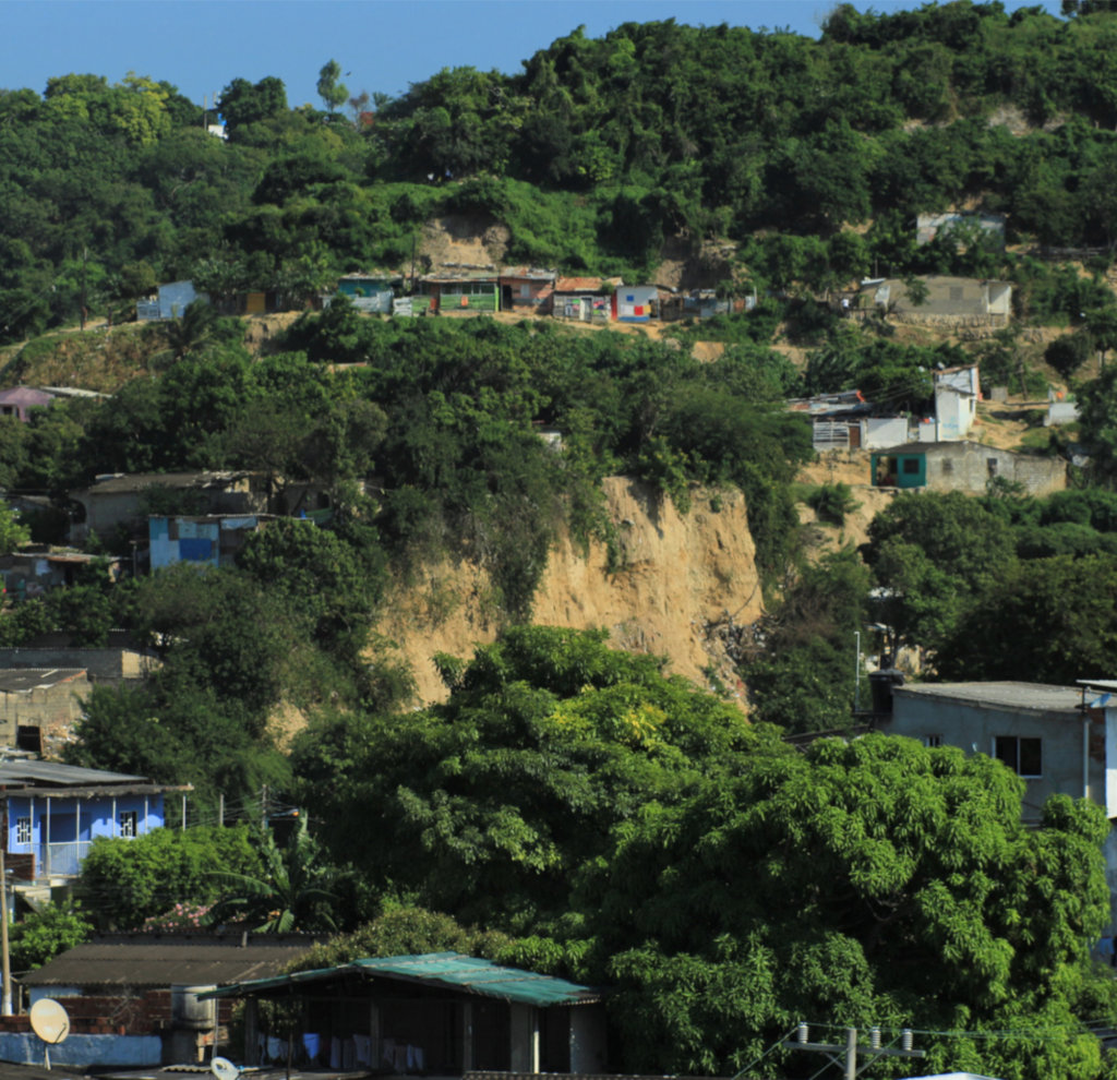 Houses and landslides in Cerro de la Popa
