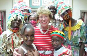 Board member Rita Salzman with young dancers
