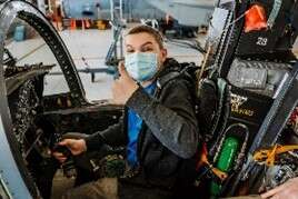 David in the cockpit during his base tour