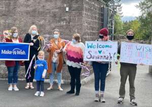 Supporters greeting Savannah at the Oregon Zoo
