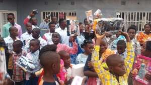 Street children with their presents