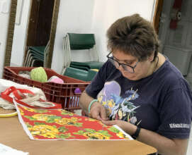 Embroidering an iconic Brazilian floral fabric