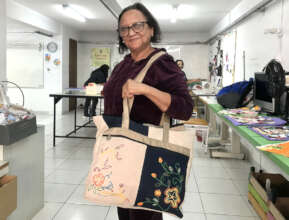 An embroidered bag for upcoming sales