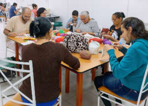A beginner's embroidery class with teacher Rafael