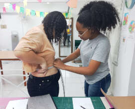 Ana Giulia and Jennifer measuring up...