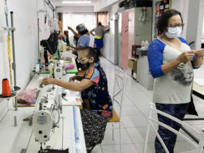 Busy at work in the textiles workshop