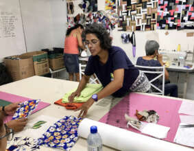 Our teacher Carol in class