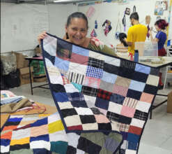 Patchwork quilts made with donated remnants