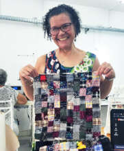 A patchwork panel for a tote bag