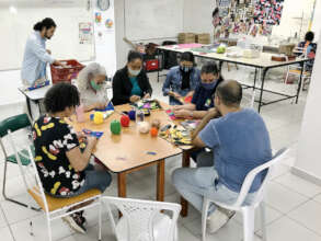 Taking part in an embroidery class