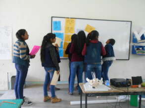 Girls participate in a workshop
