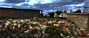 Plastic waste awaiting processing