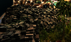 New paving slabs made from the collected waste