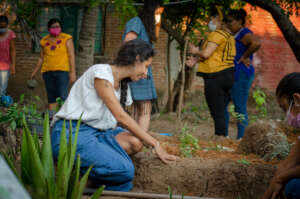 Women making medicinal gardens
