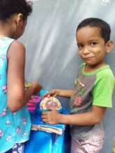 The child enjoys his food.
