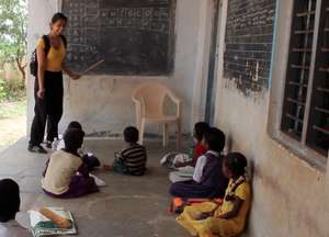 Meeting with children at a local school