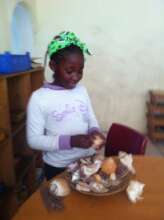 Elementary student studies seashells