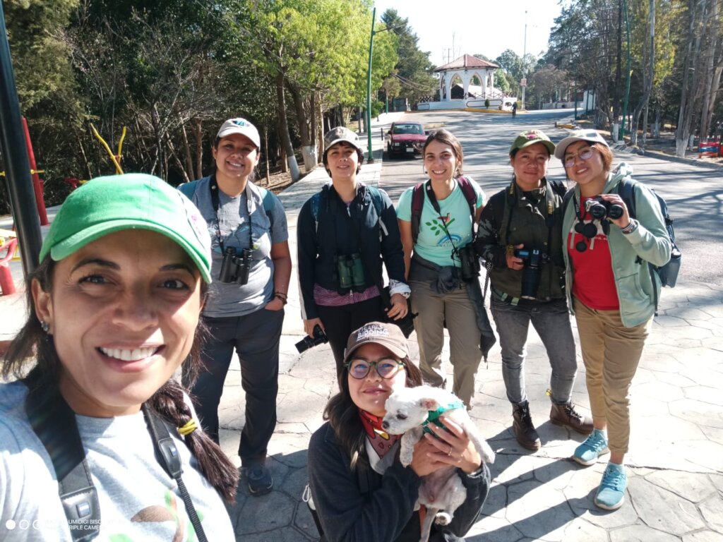 Women watching and monitoring birds