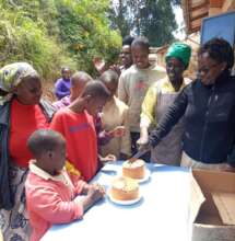 Cutting the 10th anniversary cakes
