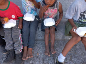 Young ones enjoying their food