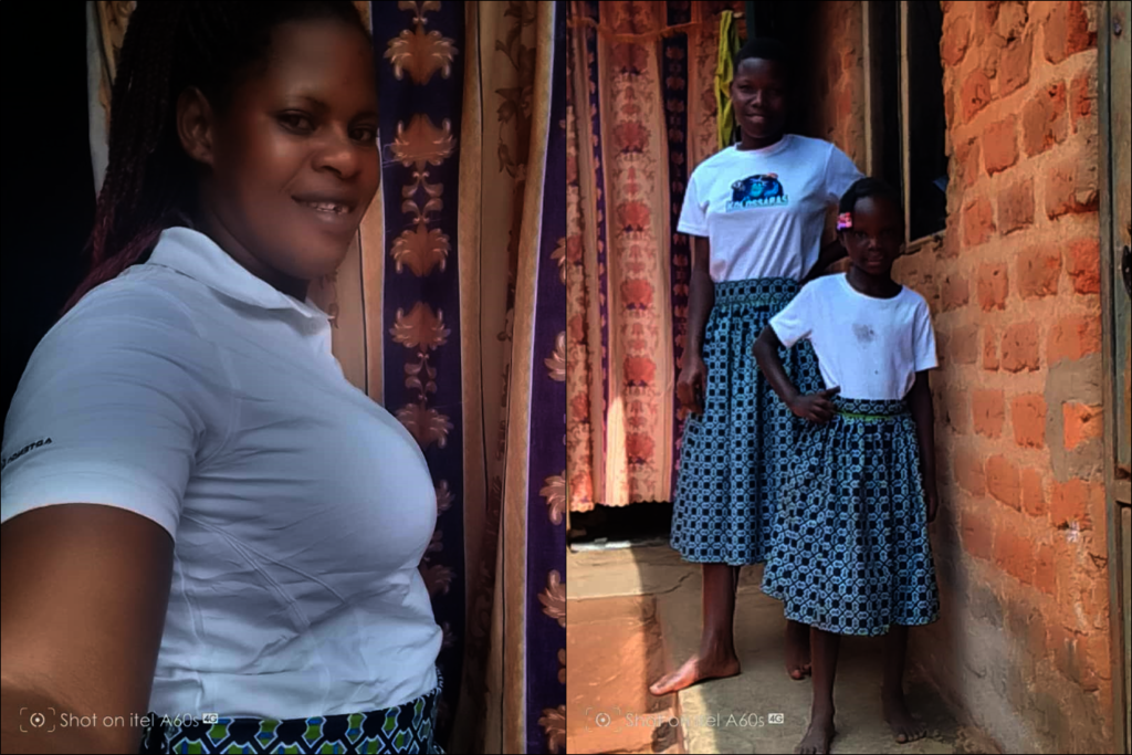Faith (left) & children (right) with new clothes