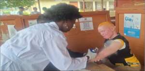 Skin clinic for people with albinism.