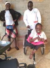 Isobel after being fitted with her new wheelchair.