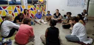 Sharing life stories with Crooked Trails team...