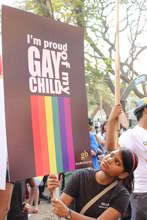 Pinky at queer pride.