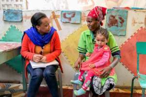 Mercy Corps Ethiopia team member Tihitena, left