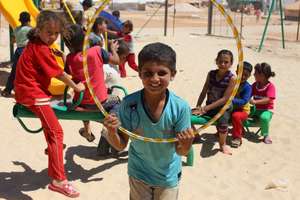 A playground in Jordan's Za'atari refugee camp