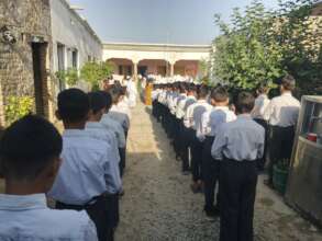 students during morning assembly