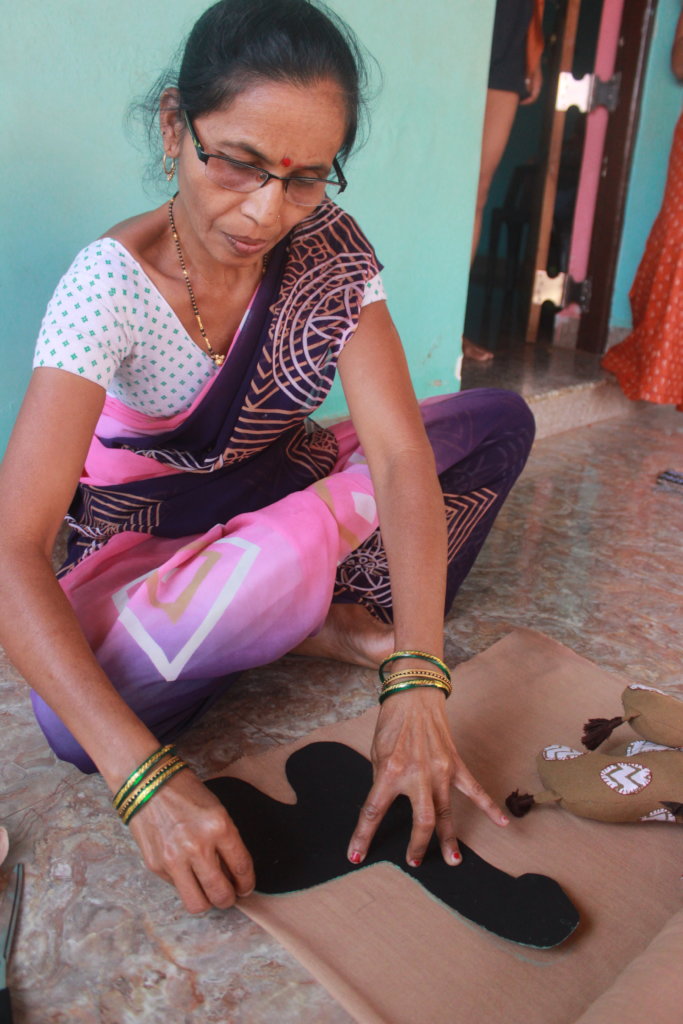 Gangu making some stuffed giraffes