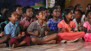 Children listening interestingly