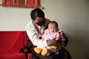 A mother, a baby