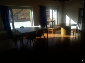 Redone dining rm: hardwood floors and new windows
