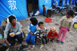 family in tent city