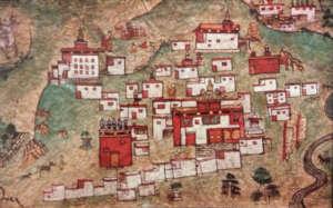 125 year old drawing of Surmang Monastery