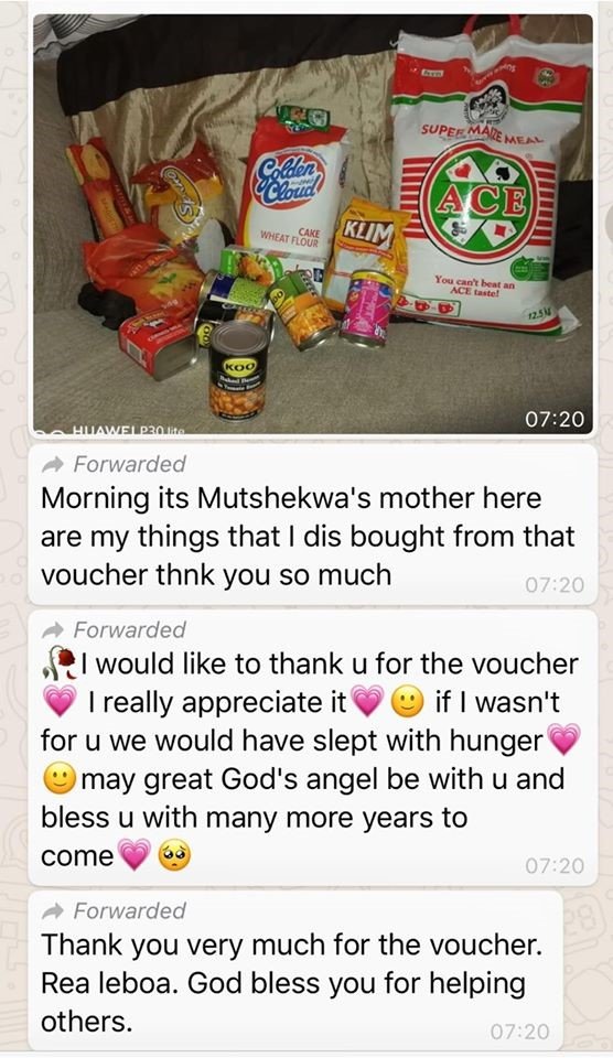 Thank you note from one of the parents