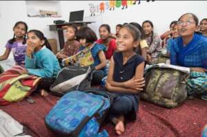 Girls from boarding home while their tuition class