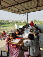 Girls studying for their Exams