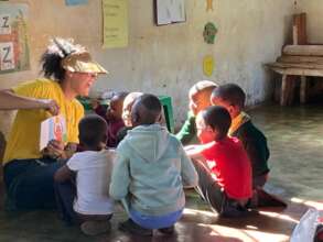 Reading at Gobolondlo Community Preschool