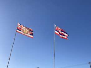 Hawaiian flags at Lahaina memorial