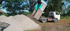 Sand for the reconstruction of damage facilities.