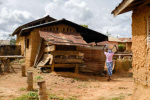 Woman walking home with clean water