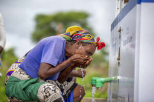 Taking a sip of clean drinking water
