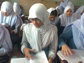 Fareeda reading in class