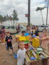Collective painting of birdhouses for the forest