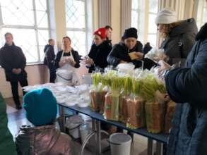 Food for refugees on rainway station